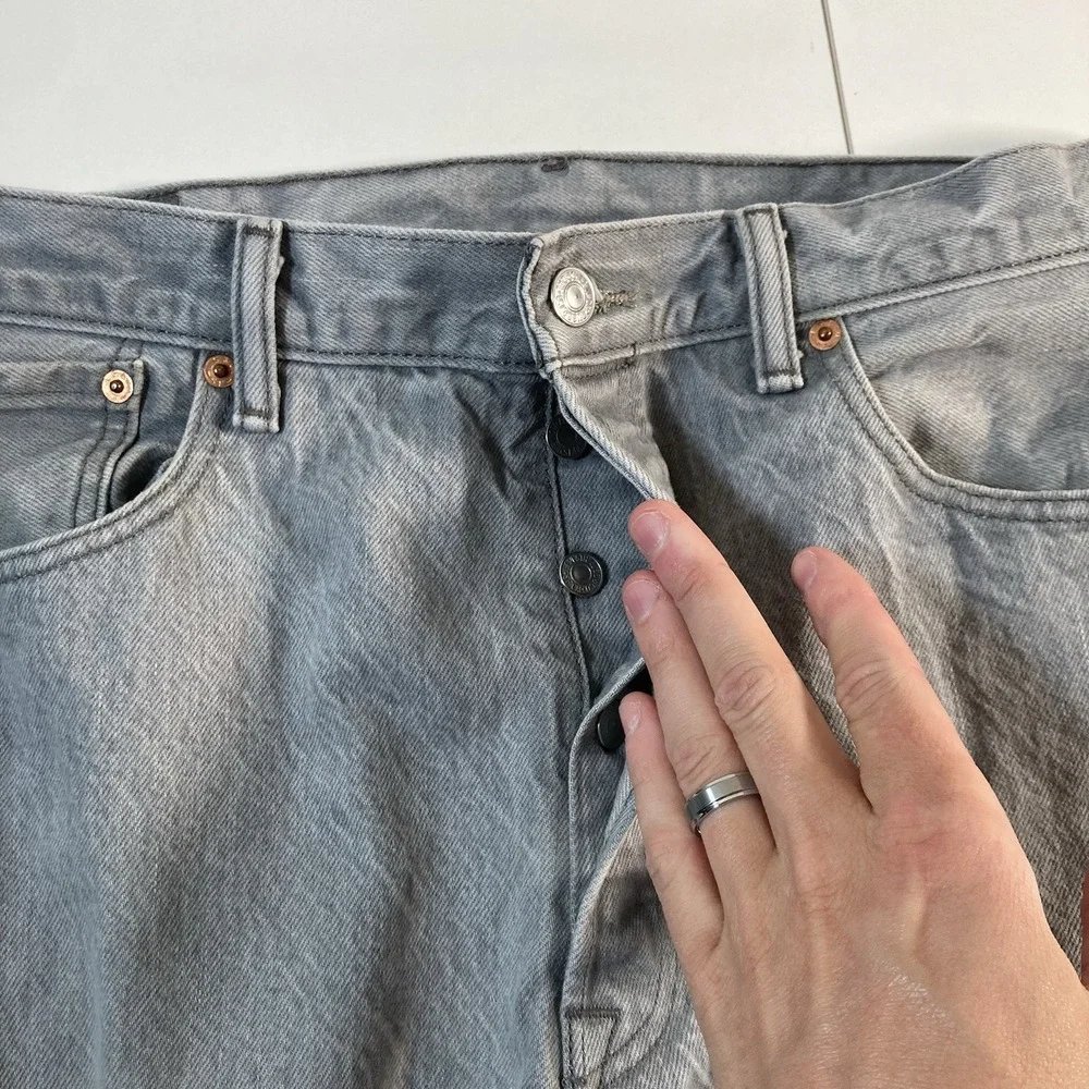 Levi's 501xx Jeans 36x33 Button Fly Gray Stone Washed Denim USA (Tag 36x36)